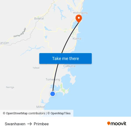Swanhaven to Primbee map