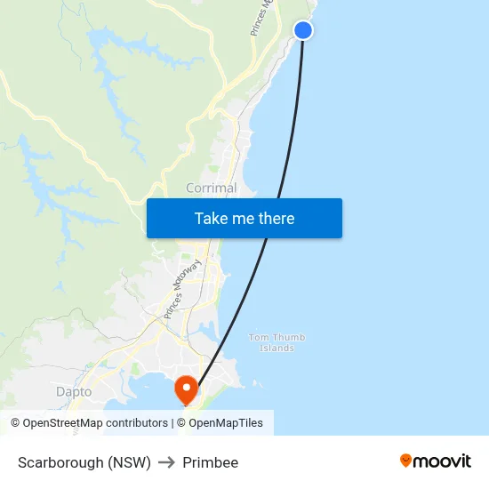 Scarborough (NSW) to Primbee map