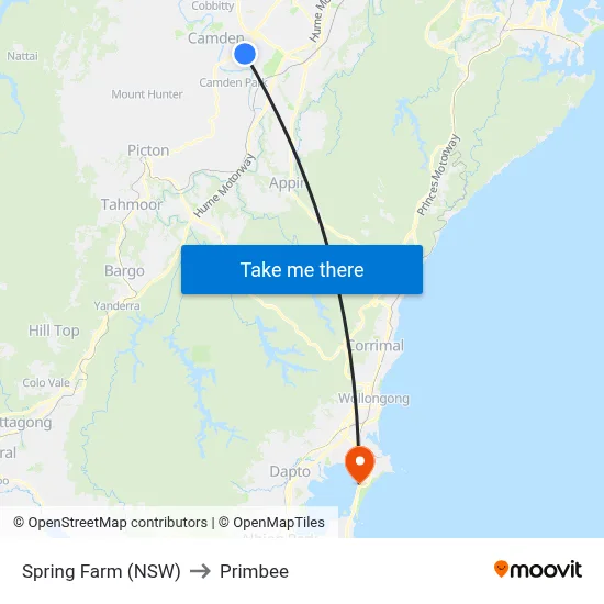 Spring Farm (NSW) to Primbee map