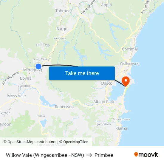 Willow Vale (Wingecarribee - NSW) to Primbee map