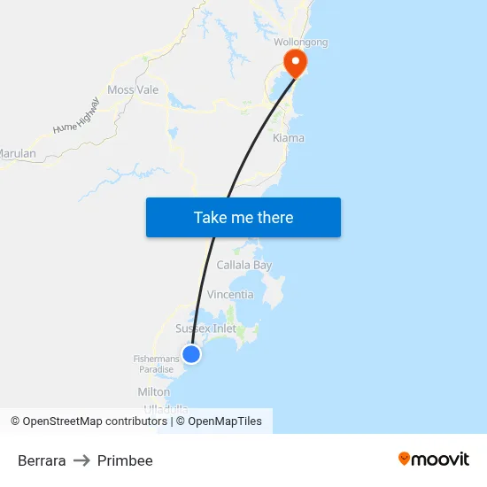 Berrara to Primbee map