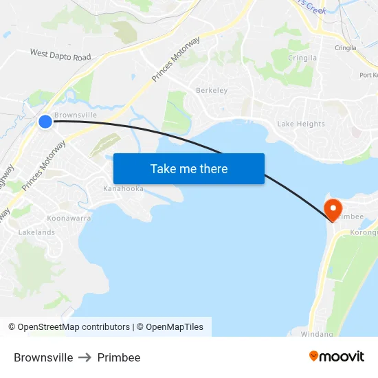Brownsville to Primbee map