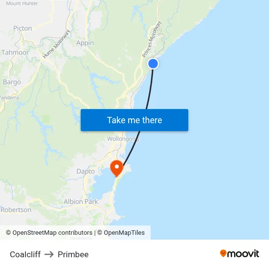 Coalcliff to Primbee map