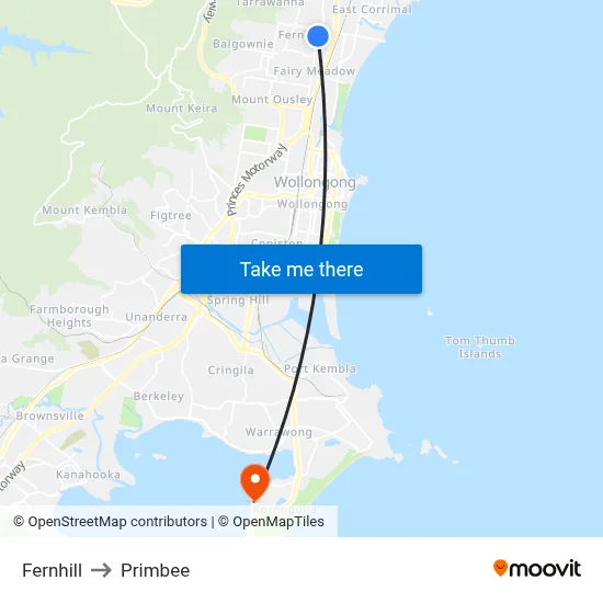Fernhill to Primbee map
