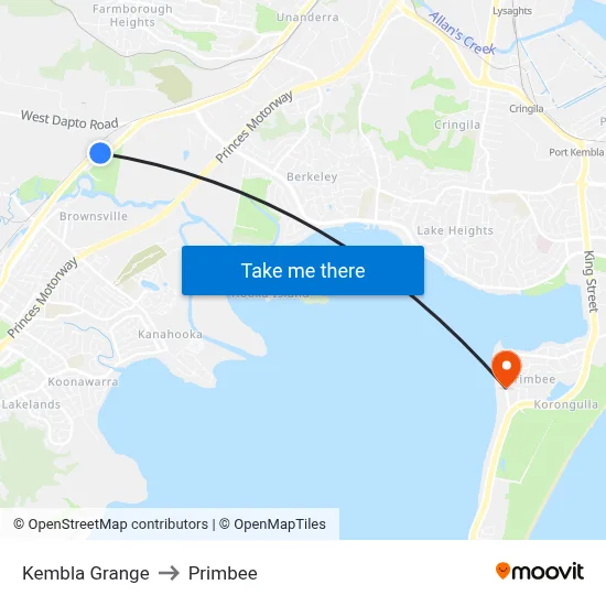 Kembla Grange to Primbee map