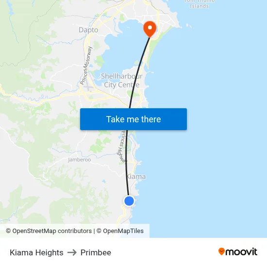 Kiama Heights to Primbee map