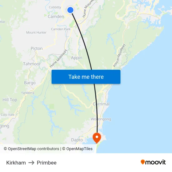 Kirkham to Primbee map