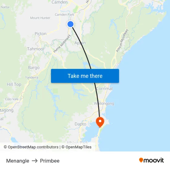 Menangle to Primbee map