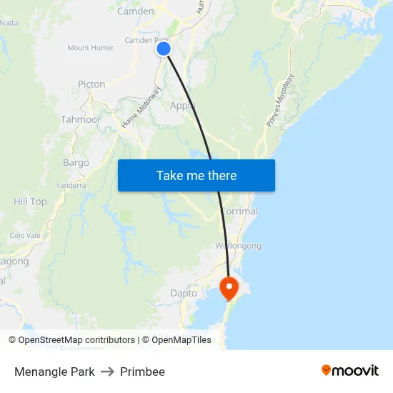 Menangle Park to Primbee map