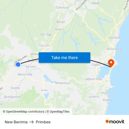 New Berrima to Primbee map