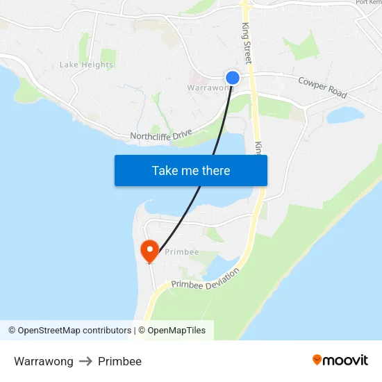 Warrawong to Primbee map