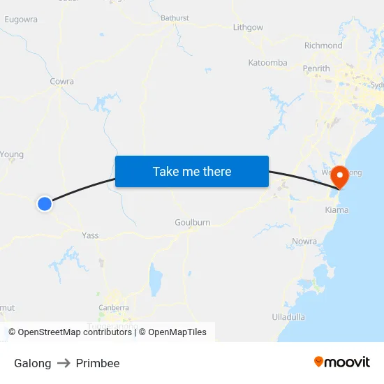 Galong to Primbee map