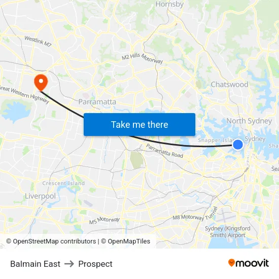 Balmain East to Prospect map