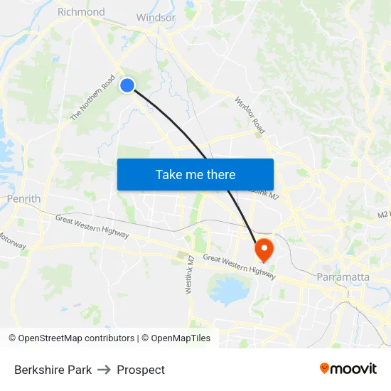 Berkshire Park to Prospect map