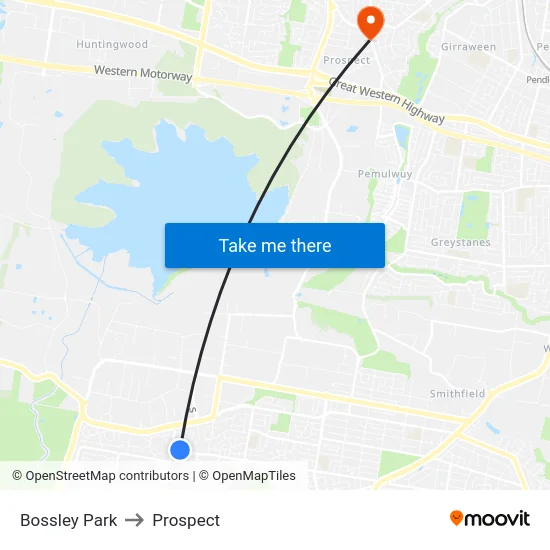 Bossley Park to Prospect map