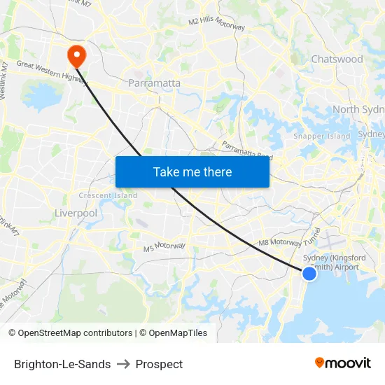 Brighton-Le-Sands to Prospect map