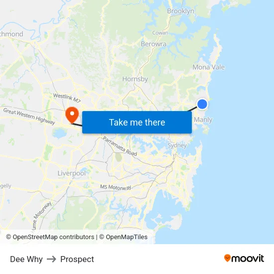 Dee Why to Prospect map