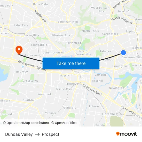 Dundas Valley to Prospect map