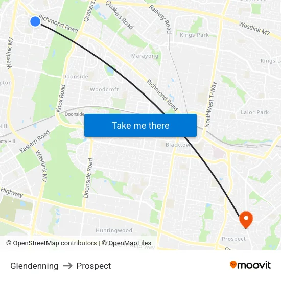 Glendenning to Prospect map