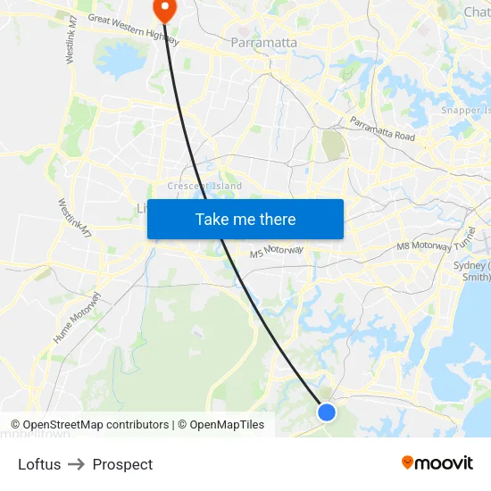 Loftus to Prospect map