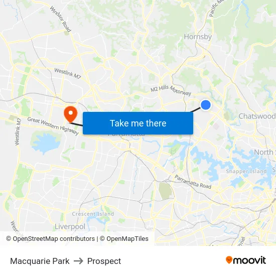 Macquarie Park to Prospect map