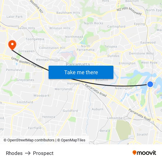 Rhodes to Prospect map