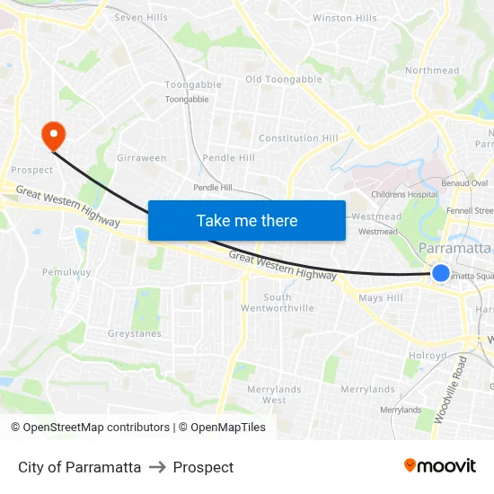 City of Parramatta to Prospect map