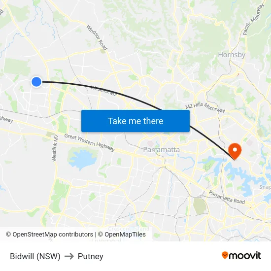 Bidwill (NSW) to Putney map