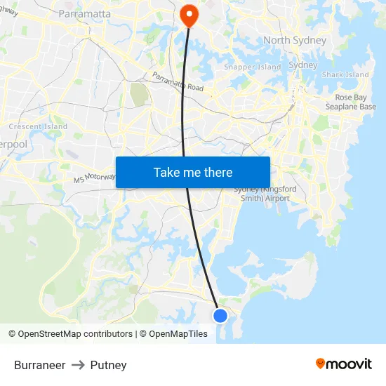 Burraneer to Putney map