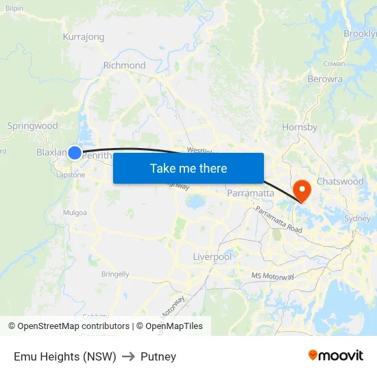 Emu Heights (NSW) to Putney map