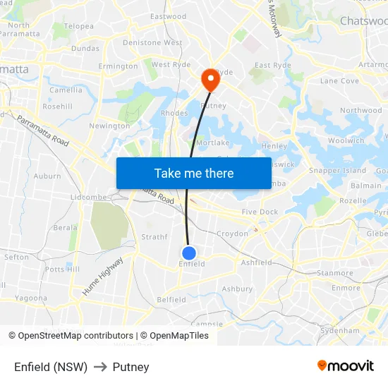 Enfield (NSW) to Putney map