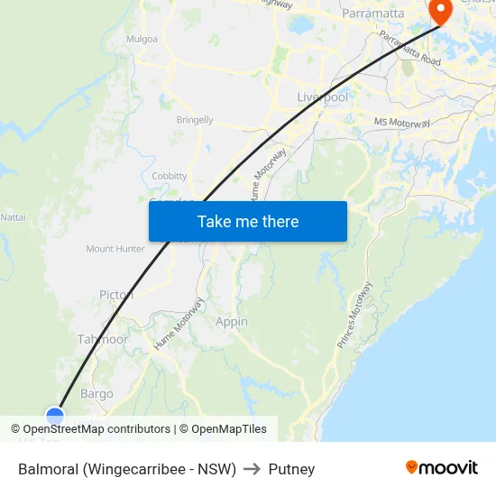 Balmoral (Wingecarribee - NSW) to Putney map