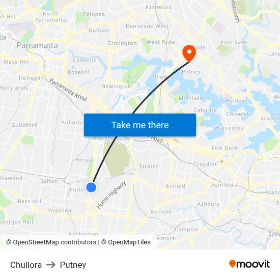 Chullora to Putney map