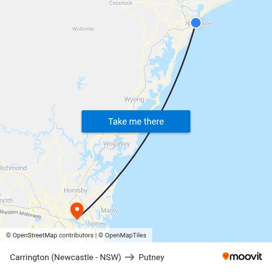 Carrington (Newcastle - NSW) to Putney map