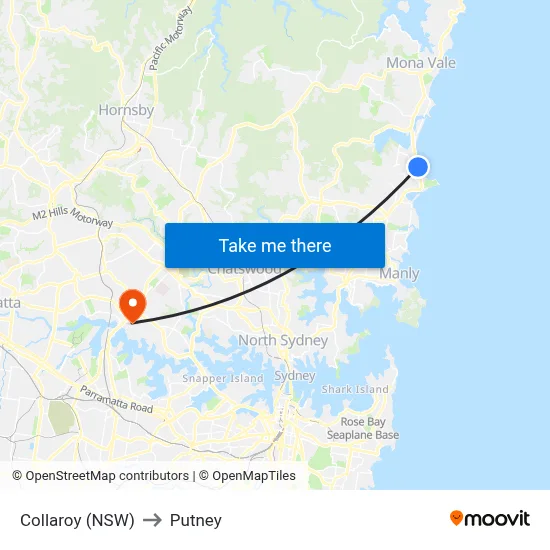 Collaroy (NSW) to Putney map