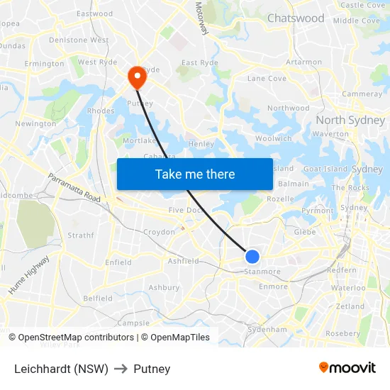Leichhardt (NSW) to Putney map