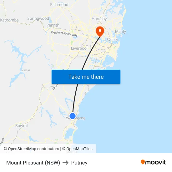 Mount Pleasant (NSW) to Putney map