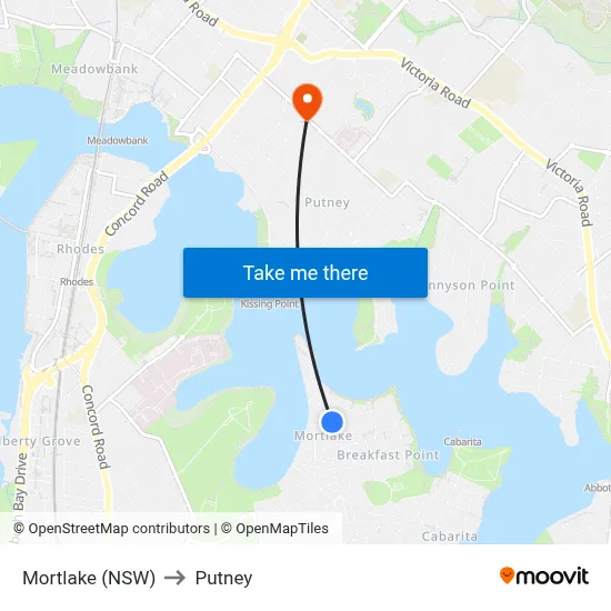 Mortlake (NSW) to Putney map