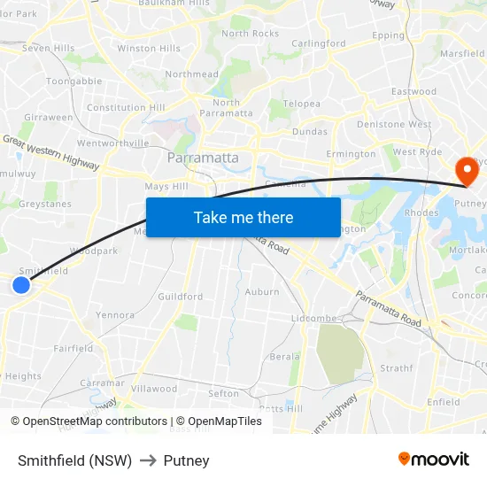 Smithfield (NSW) to Putney map