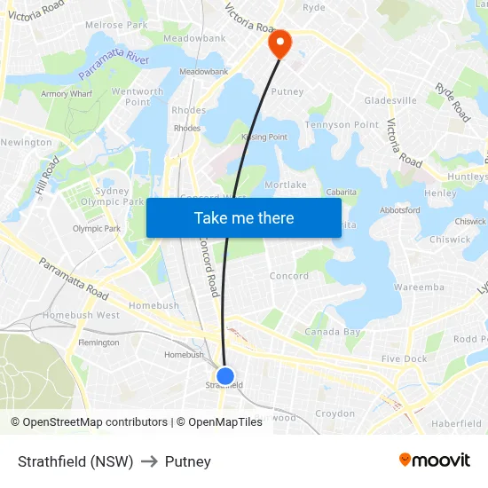 Strathfield (NSW) to Putney map