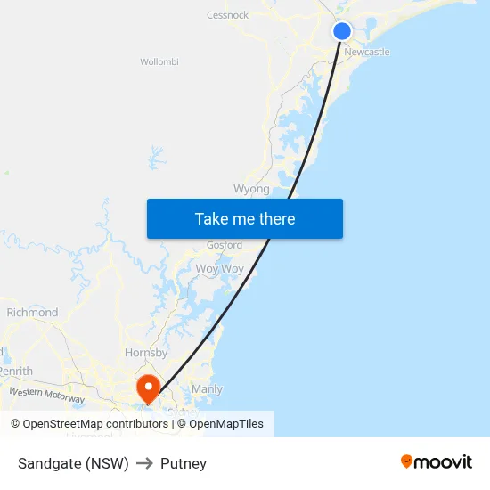 Sandgate (NSW) to Putney map