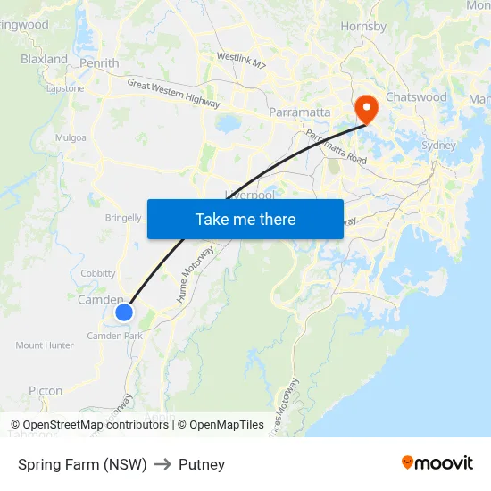 Spring Farm (NSW) to Putney map