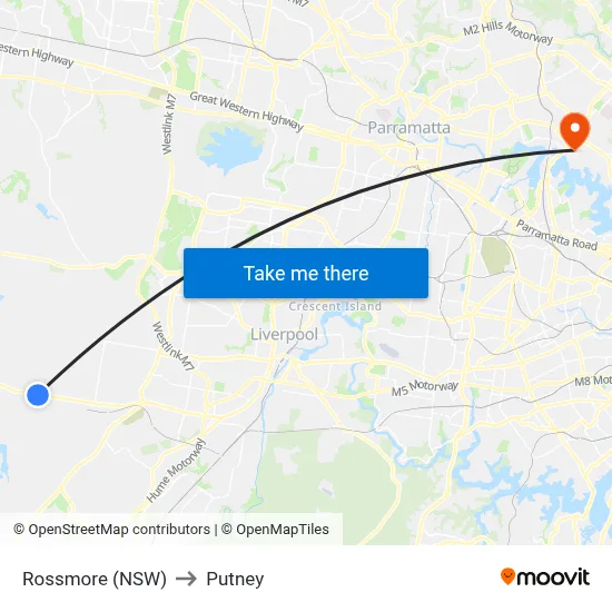 Rossmore (NSW) to Putney map