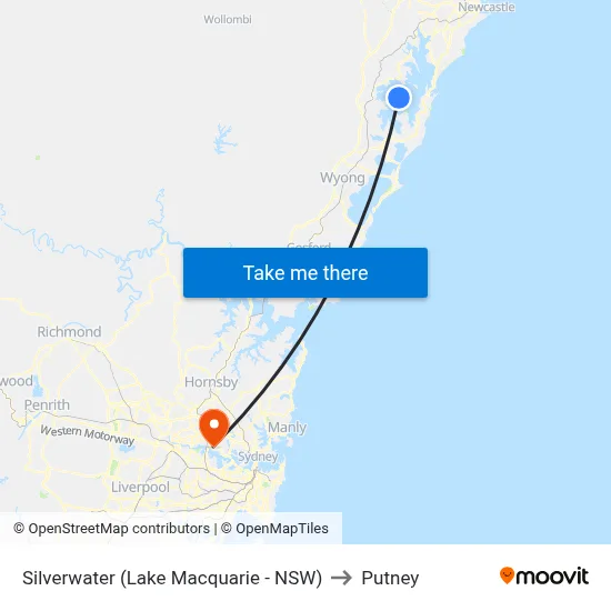 Silverwater (Lake Macquarie - NSW) to Putney map