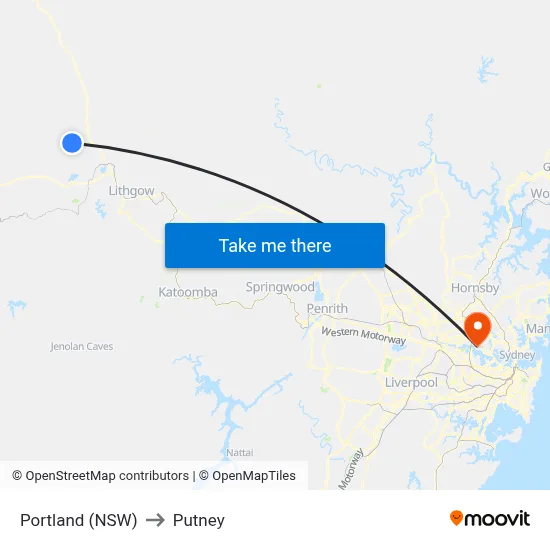 Portland (NSW) to Putney map