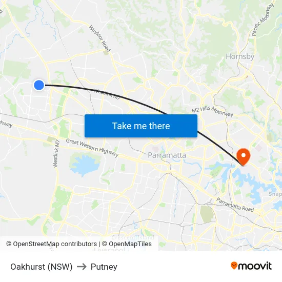 Oakhurst (NSW) to Putney map