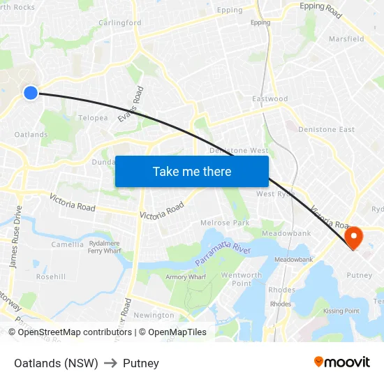 Oatlands (NSW) to Putney map