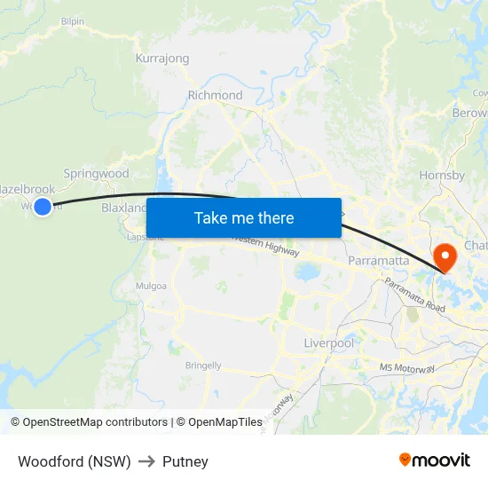 Woodford (NSW) to Putney map