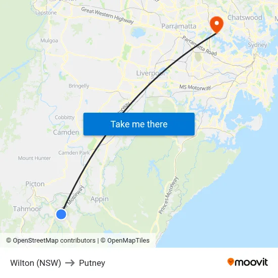 Wilton (NSW) to Putney map