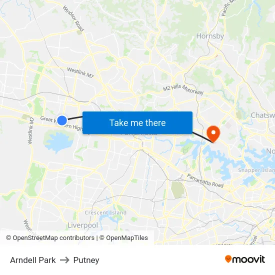 Arndell Park to Putney map